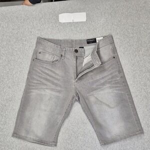 Buffalo Men Shorts W34 Gray Denim Evan-X Shorts Logo 11" Inseam